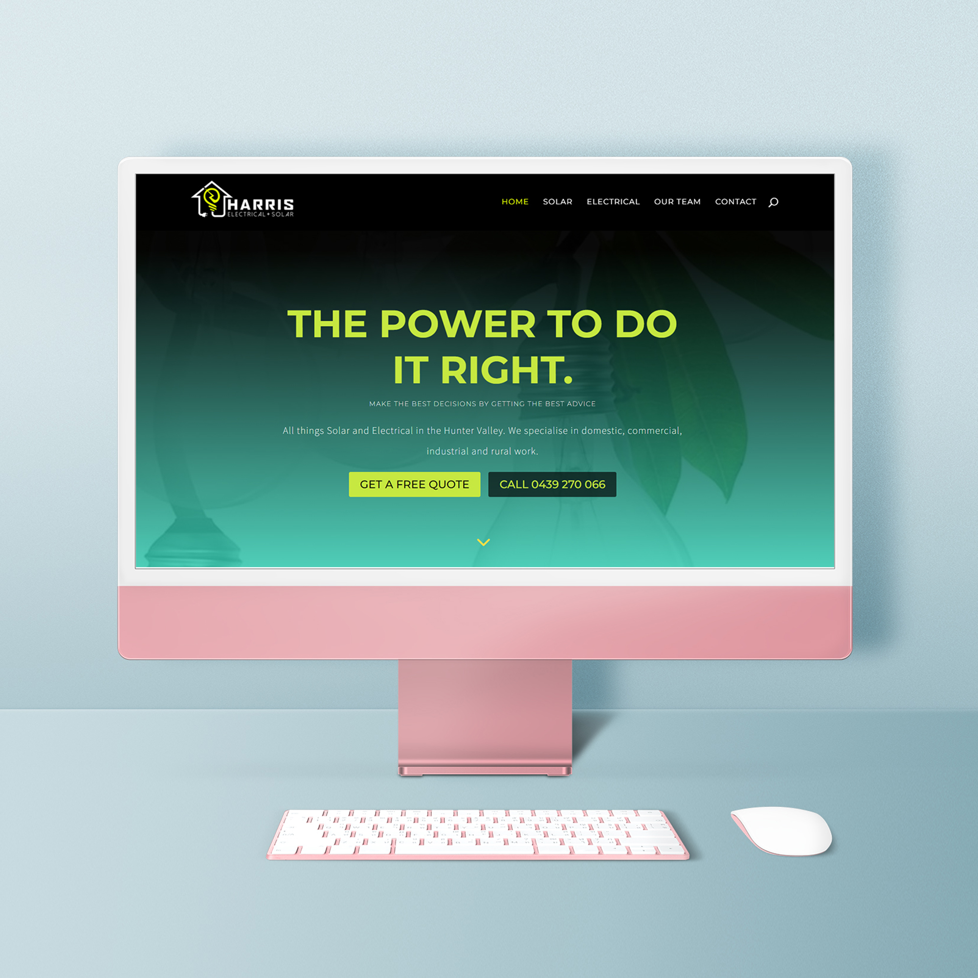Harris Electrical & Solar Website design by Think Goat