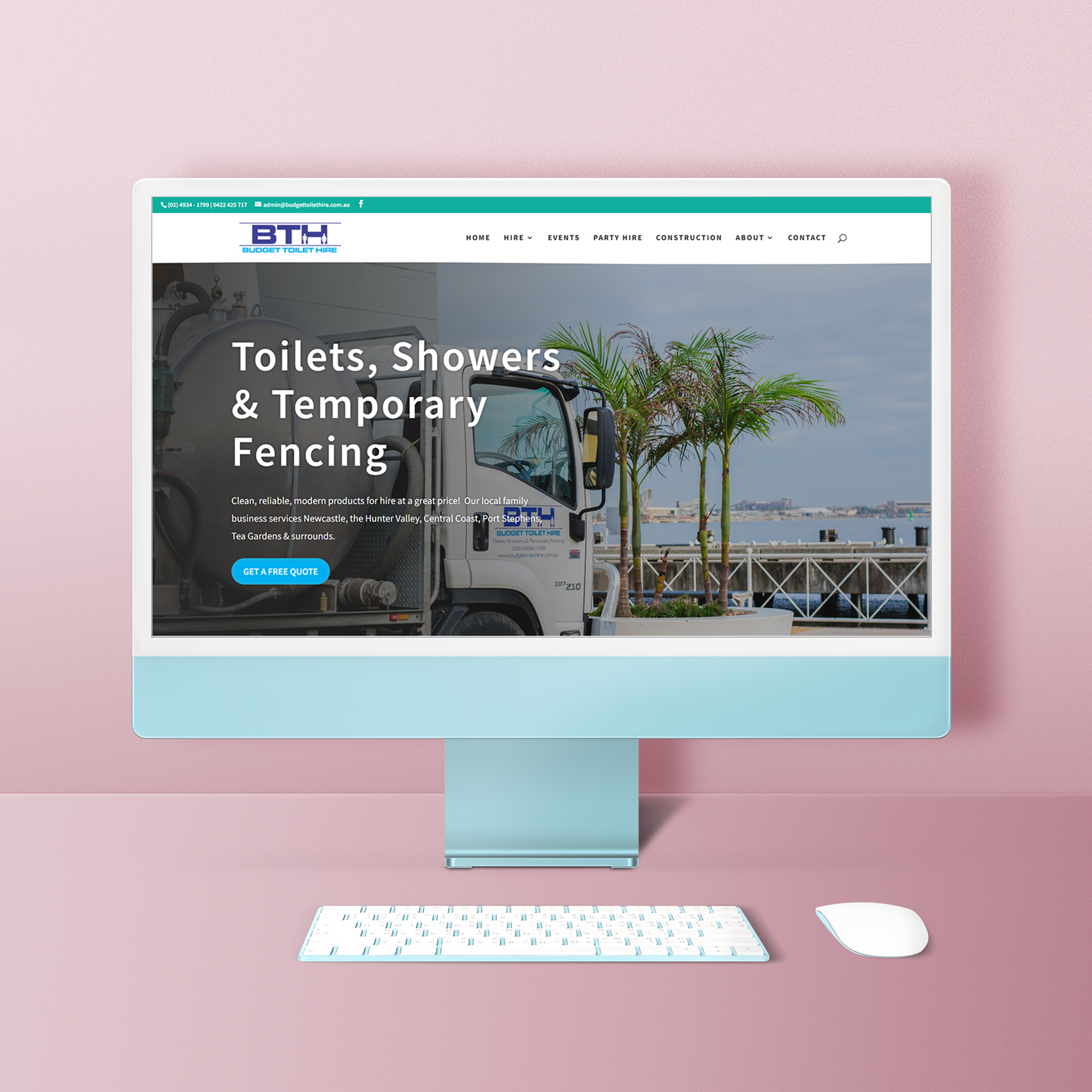 Budget Toilet Hire Website design by Think Goat