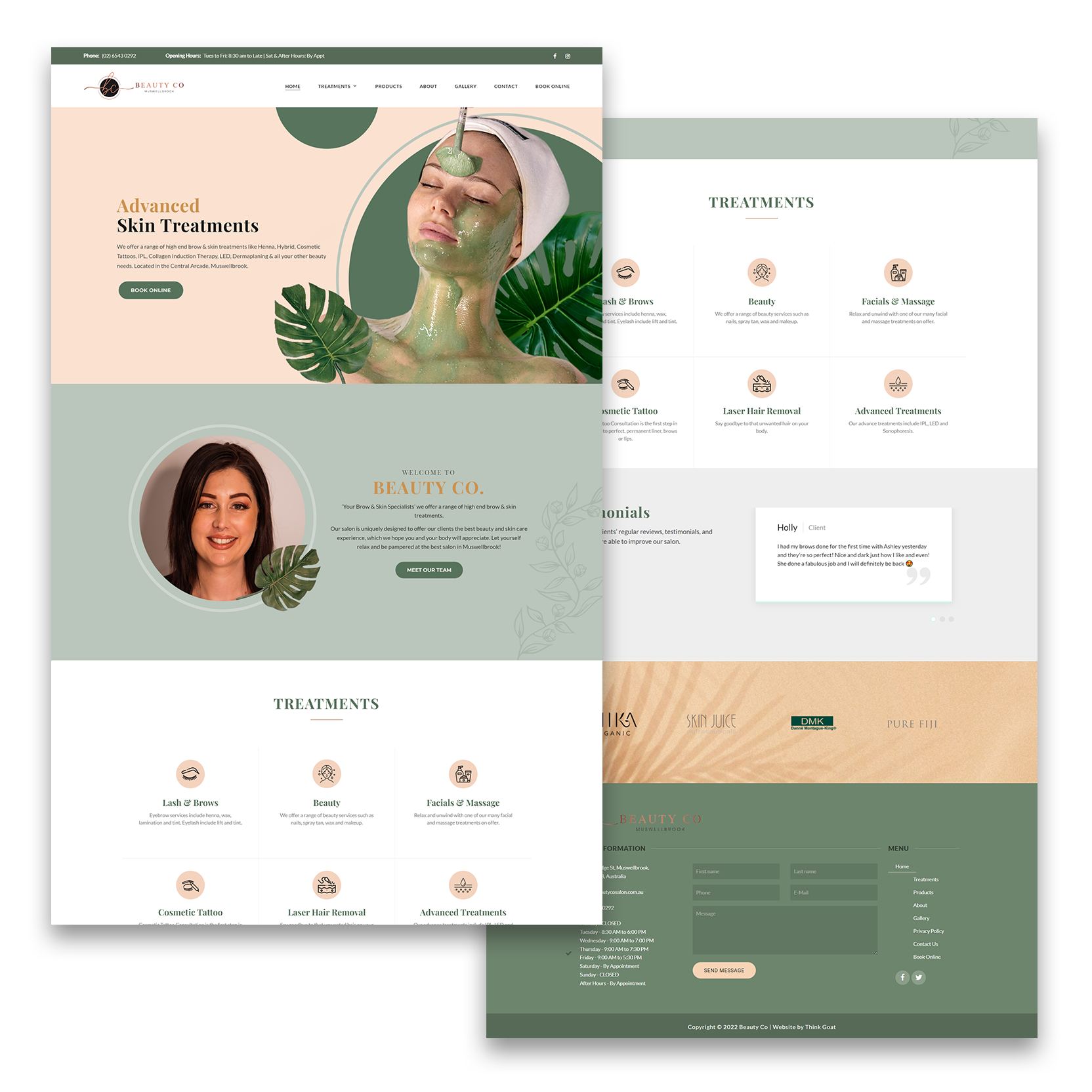 Beauty Co Website design by Think Goat