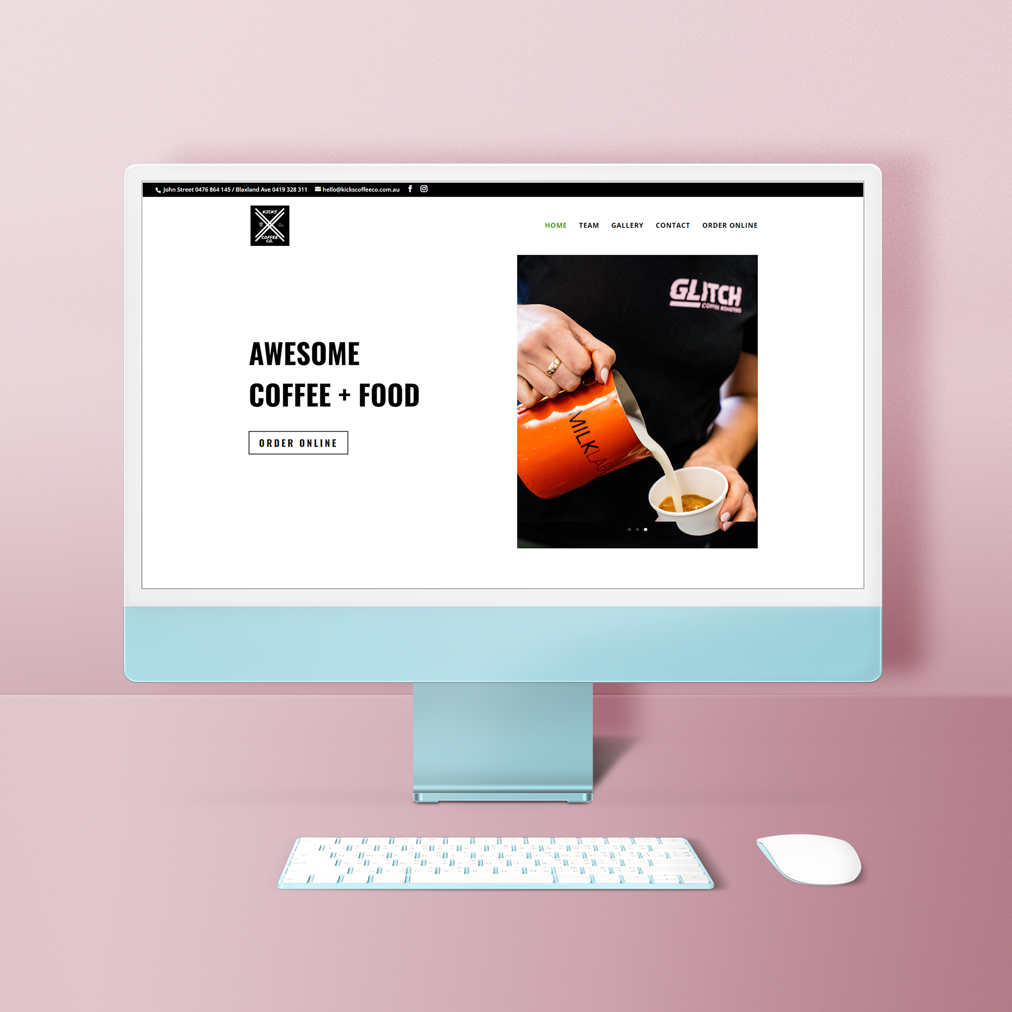 Kicks Coffee Co Website design by Think Goat